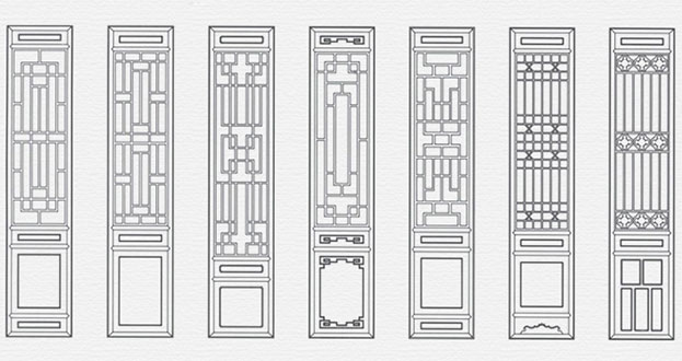 桂东常用中式仿古花窗图案隔断设计图