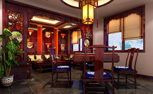 桂东古典中式风格茶楼包间设计装修效果图