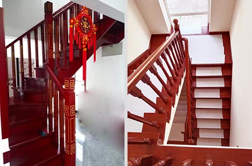 桂东自建别墅中式实木楼梯全屋定制设计效果图